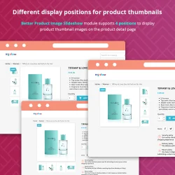 Il modulo di presentazione immagini di PrestaShop supporta diverse posizioni di visualizzazione per le miniature dei prodotti
