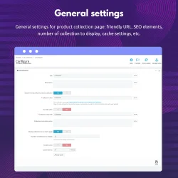 PrestaShop product collection module's general settings