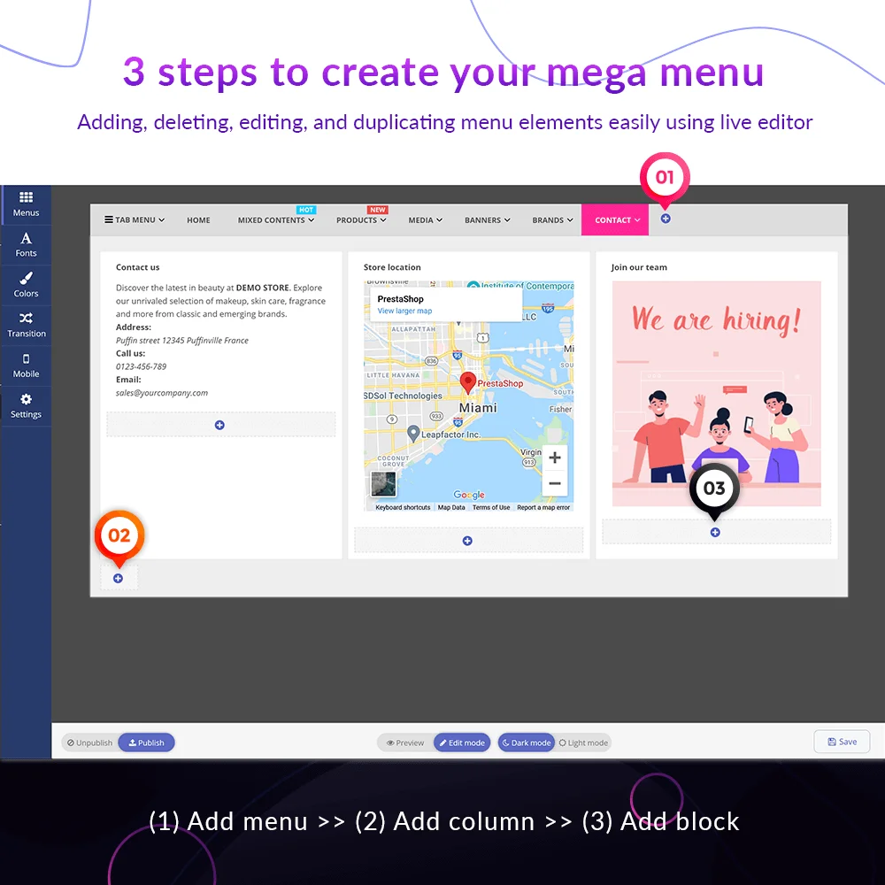 Introduce PrestaShop mega menu module