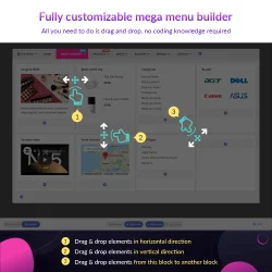 Fully customizable mega menu builder