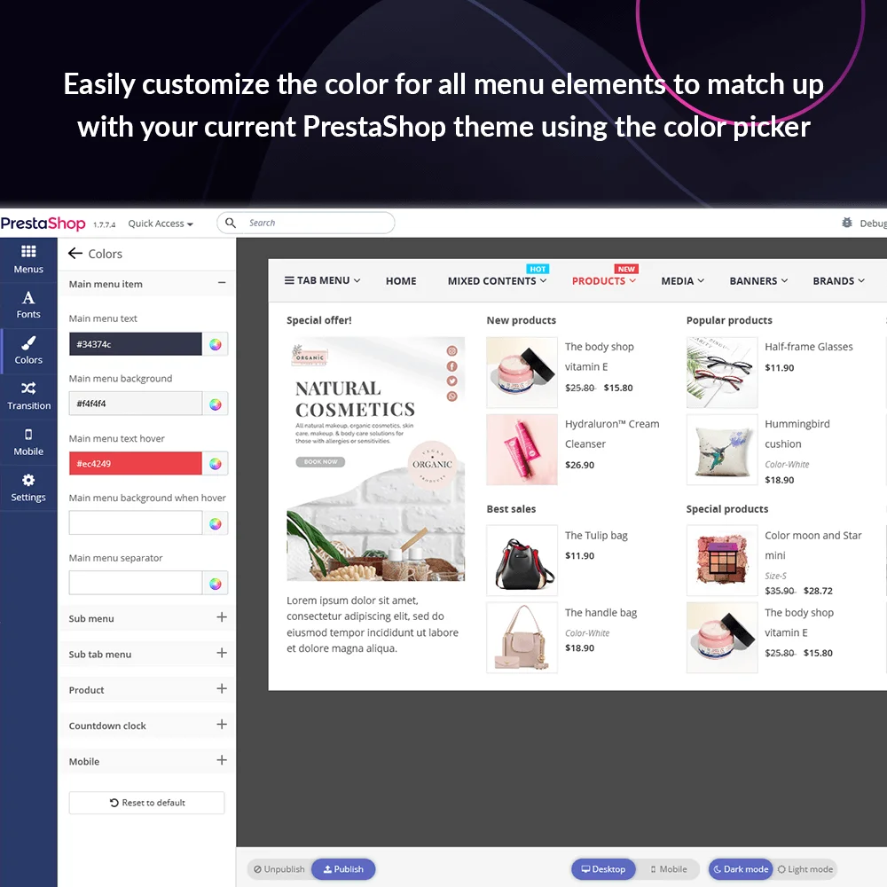 Introduce PrestaShop mega menu module