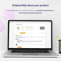 PrestaShop customer review module displays FAQs about products