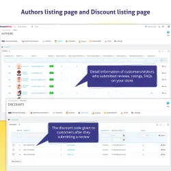 Authors listing page and discount listing page