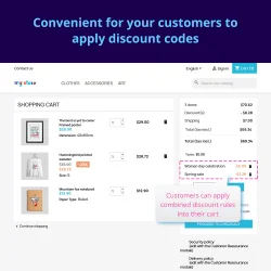 Customers apply disount codes conveniently