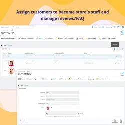 Assign customers to become store's staff and manage reviews/FAQ