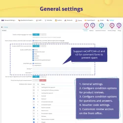 PrestaShop product reviews module's general settings
