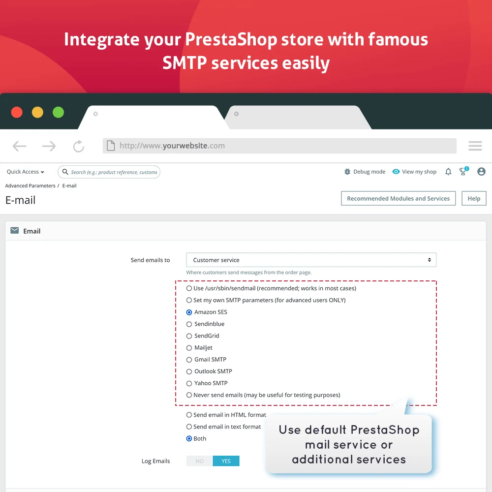 Presentiamo il modulo di configurazione dell'email PrestaShop