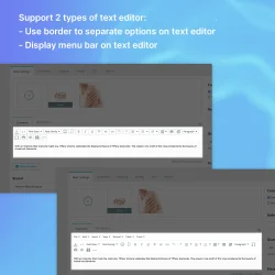 PrestaShop TinyMCE module supports 2 types of text editor