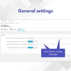 PrestaShop custom field module's general settings