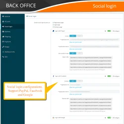 Social login configuration from the module's backend