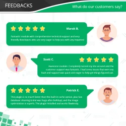 Customers' feedback about our PrestaShop speed optimization module
