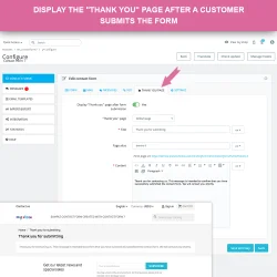 Display the "Thank you" page after the customer submits a form