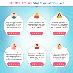 Customers' feedback about our PrestaShop live chat module