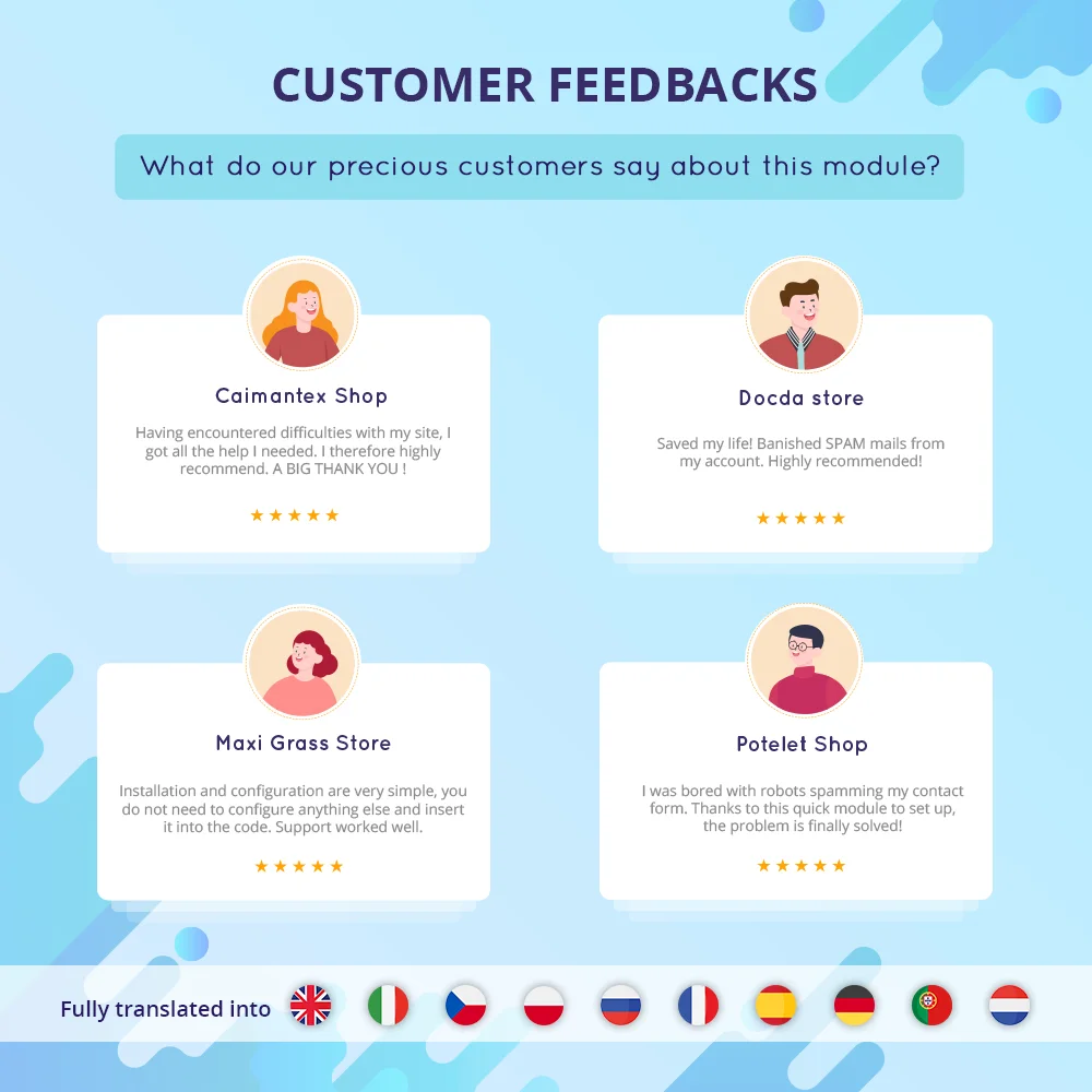 Customers' feedback about our captcha module for PrestaShop