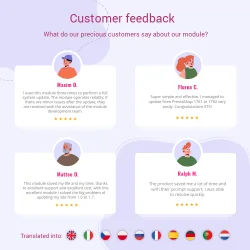 Customers' feedback about our PrestaShop upgrade module