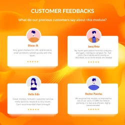 Customers' feedback about our PrestaShop URL and redirect module