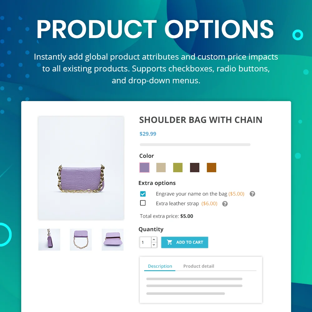 Phần mềm thêm lựa chọn bổ sung cho sản phẩm trên website PrestaShop - Product Options