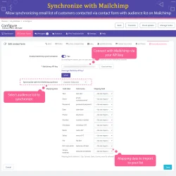 The PrestaShop contact form module is synchronized with Mailchimp