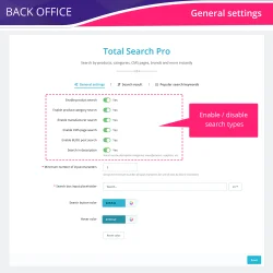 PrestaShop search module's general settings