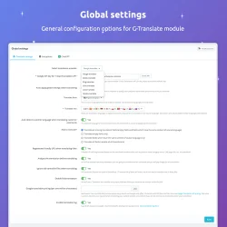 Automated PrestaShop translation module's global settings