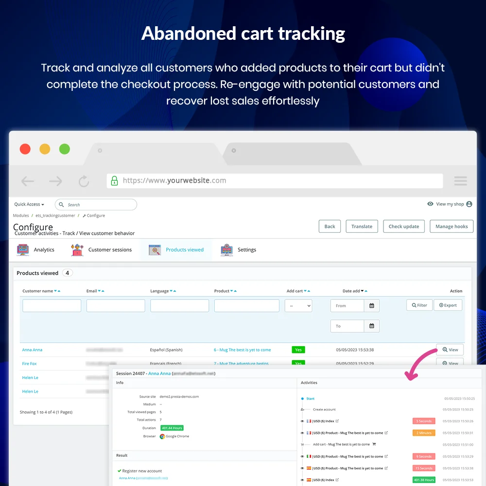 Introduce PrestaShop customer tracking module