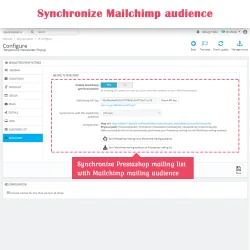 Le module Popup Newsletter PrestaShop synchronise la liste de diffusion PrestaShop avec l'audience de mailing de Mailchimp