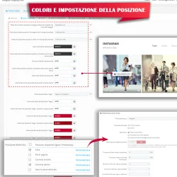 Paramètres de couleur et de position dans le module de galerie photo Instagram pour PrestaShop