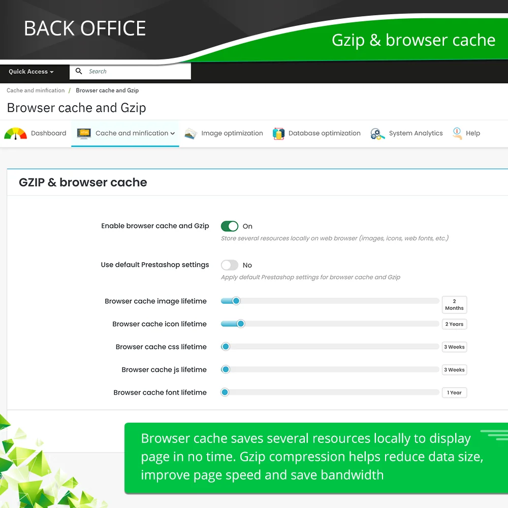 Giới thiệu tính năng của mô-đun tối ưu hóa PrestaShop: GZIP & bộ đệm của trình duyệt