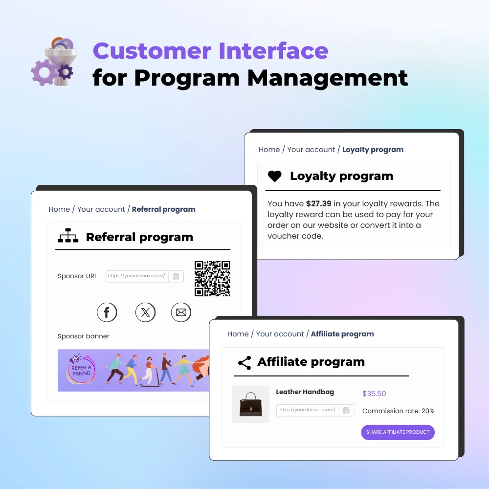 Loyalty program displayed on the frontend