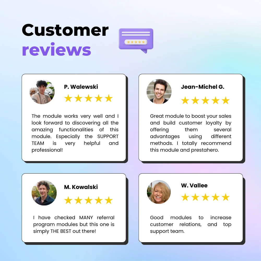 Customers' feedback about our Prestashop affiliate module