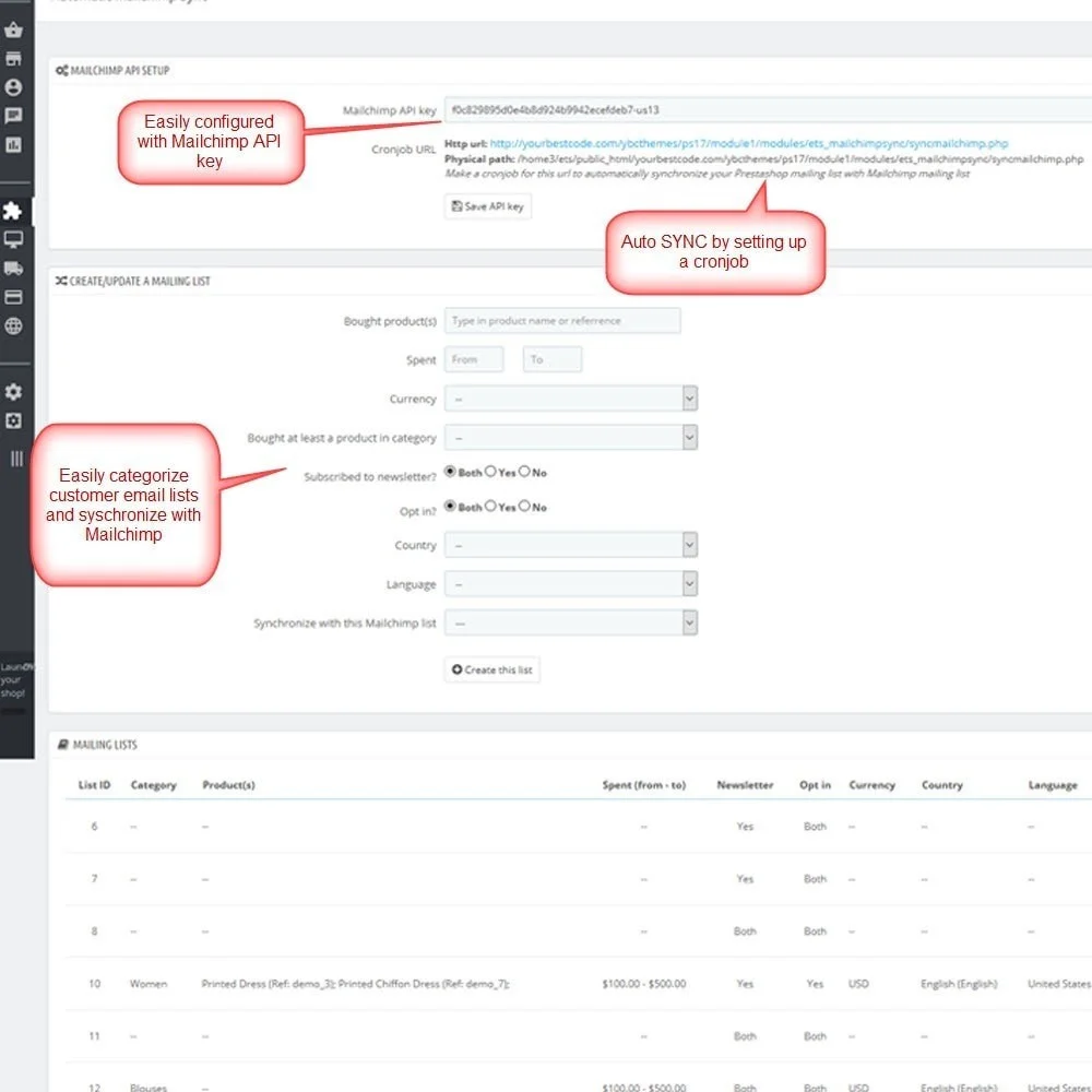 Presta MailChimp – Module for Prestashop