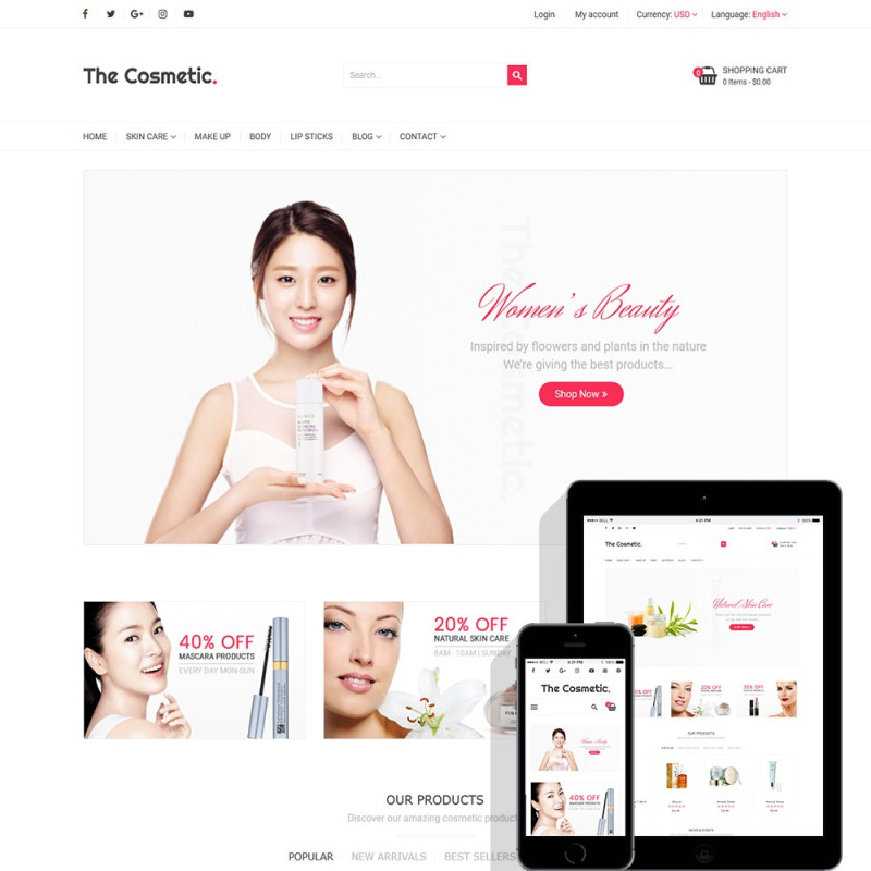 The Cosmetics – Beauty, health and cosmetic store template