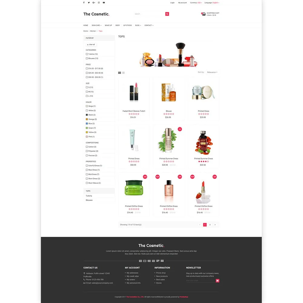 The Cosmetics – Beauty, health and cosmetic store template