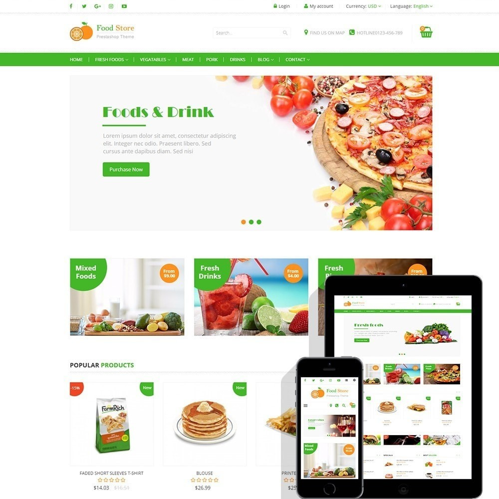 Food store – Fresh foods, drinks and fruit store template Food store – Fresh foods, drinks and fruit store template