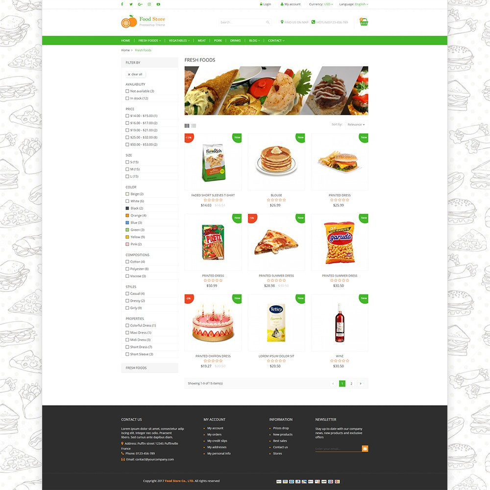 Food store – Fresh foods, drinks and fruit store template Food store – Fresh foods, drinks and fruit store template