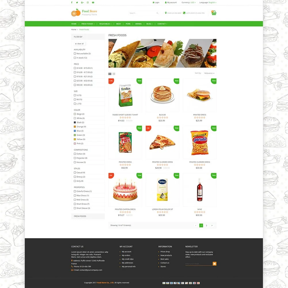 Food store – Fresh foods, drinks and fruit store template