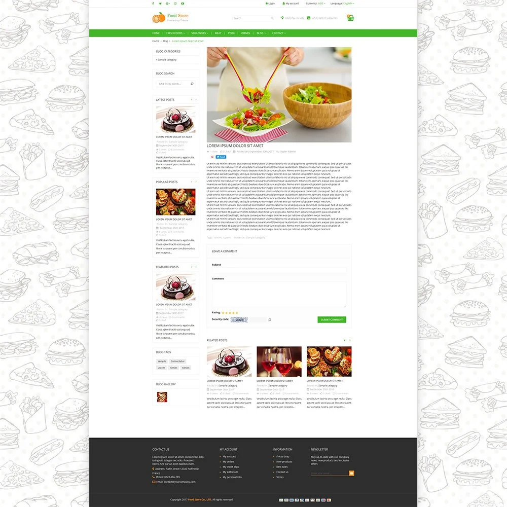 Food store – Fresh foods, drinks and fruit store template