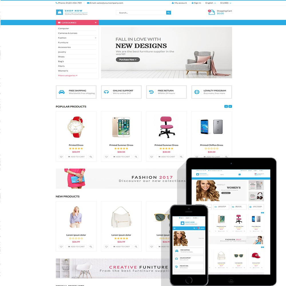 Shop Now – All in one package Prestashop theme