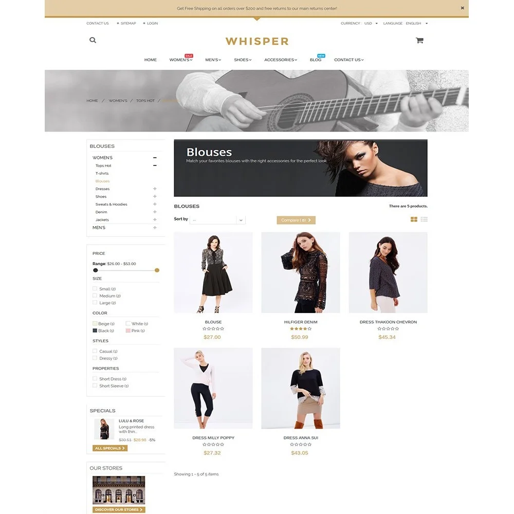 Whisper – Fashion Prestashop free theme