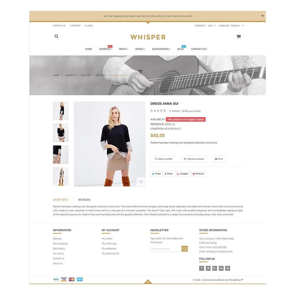 Whisper – Fashion Prestashop free theme