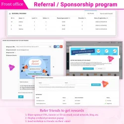 Referral/sponsorship program displayed on the frontend