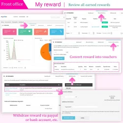 "My rewards" section: Allow customers to keep track of reward history, withdraw or convert rewards into voucher