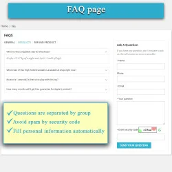 An example of a FAQ page on the front office