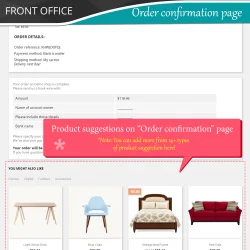 Product suggestions on "Order confirmation" page