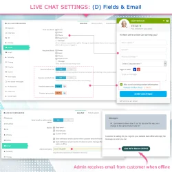 Fields and email settings in the PrestaShop live chat module