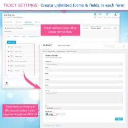 Ticket settings: create unlimited forms and fields in each form
