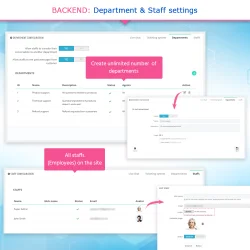 Department and staff settings in the PrestaShop live chat module