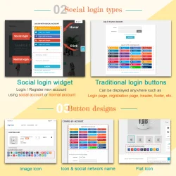 Support 2 social login type & 3 button design