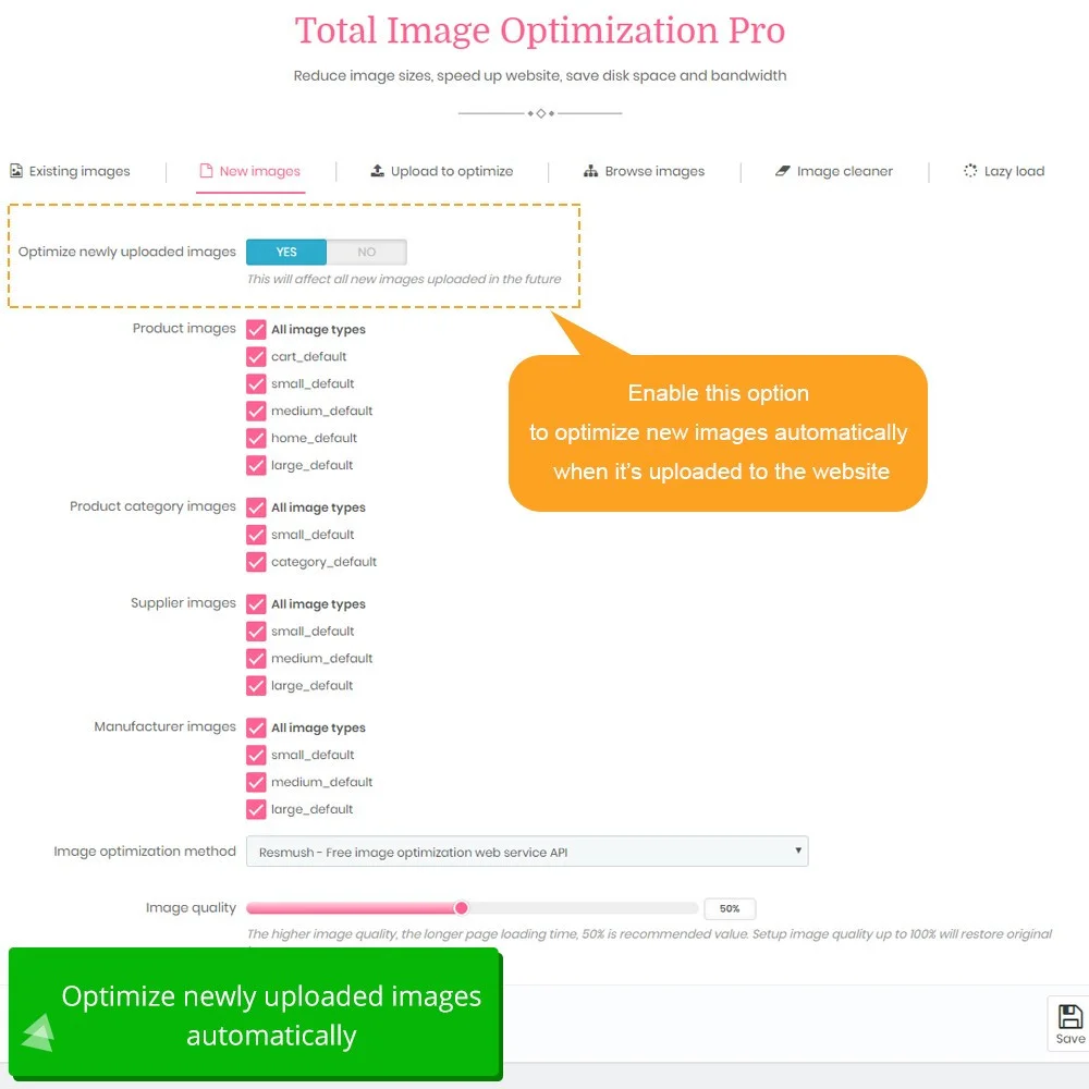 Introduce PrestaShop image compression module