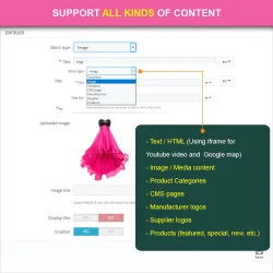 All types of content supported in PrestaShop mega menu module